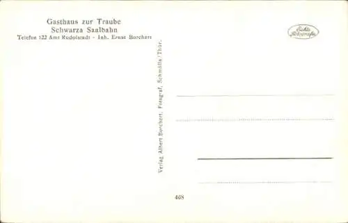 Ak Schwarza Saalbahn Rudolstadt in Thüringen, Gasthaus zur Traube