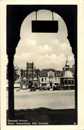 Ak Hansestadt Wismar, Markt, Wasserkunst, Alter Schwede