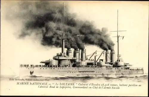 Ak Französisches Kriegsschiff Le Voltaire