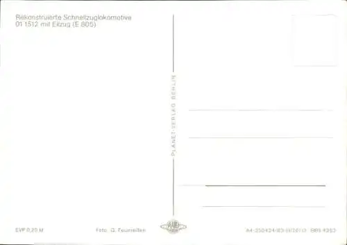 Ak Deutsche Eisenbahn, Dampflok, 01 1512 mit Eilzug E 805, Schnellzuglokomotive