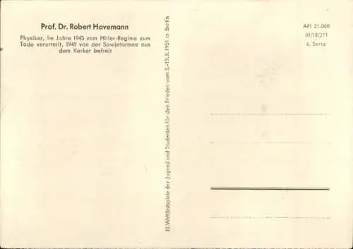 Ak Prof. Dr. Robert Havemann, Physiker