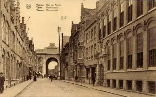 Ak Ypern Ypern Westflandern, Rue de Menin