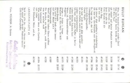 Ak Sänger Bully Buhlan, Porträt, Polydor, Autogramm