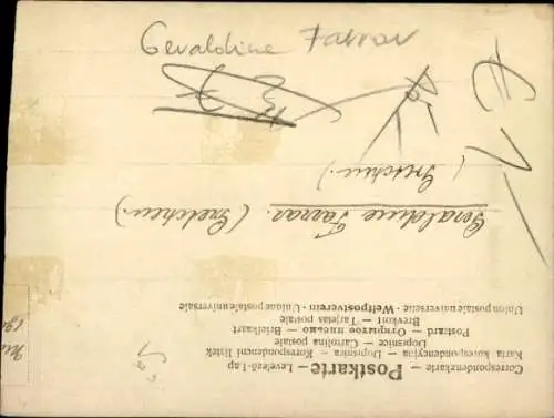 Foto Ak Opernsängerin Geraldine Farrar, Porträt