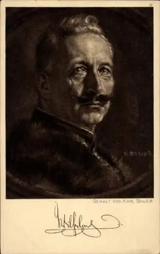 Künstler Ak Bauer, Karl, Kaiser Wilhelm II., Portrait, Ostpreußenhilfe 1914/15