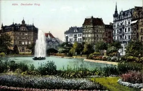 Ak Köln am Rhein, Deutscher Ring, Fontäne