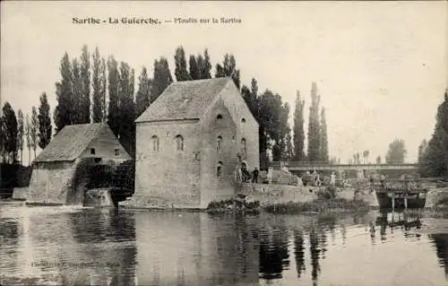 Ak La Guierche Sarthe, Moulin sur la Sarthe