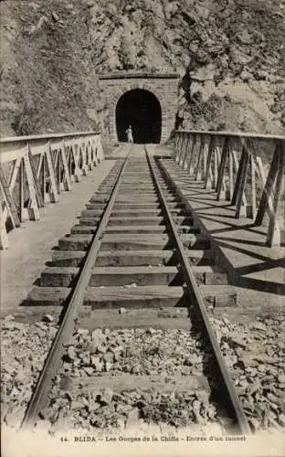 Ak Blida Algerien, Die Chiffa-Schluchten, Eingang zu einem Tunnel