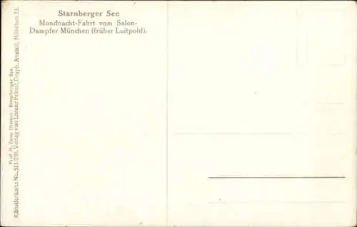 Künstler Ak Diemer, Z., Starnberger See, Mondnacht-Fahrt vom Dampfer Luitpold