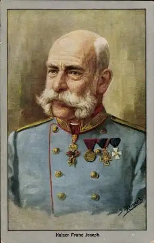 Künstler Ak Hornert, G., Kaiser Franz Joseph I., Portrait in Uniform, Orden