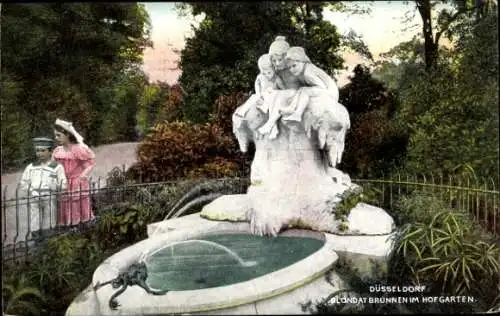 Ak Düsseldorf am Rhein, Blondatbrunnen, Hofgarten