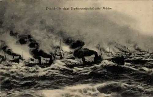 Ak Durchbruch einer Hochseetorpedoboots-Division, Kaiserliche Marine