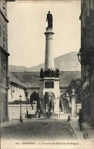 Ak Chambery Savoie, La Fontaine des Elephants (de Boigne)