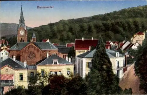 Ak Badenweiler im Schwarzwald, Teilansicht, Kirche