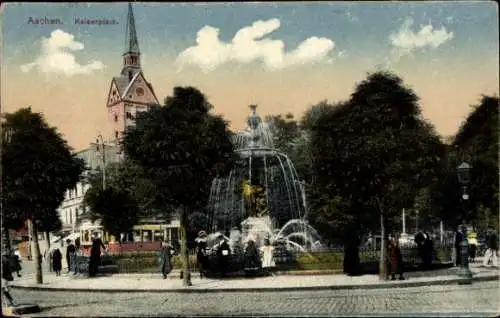 Ak Aachen in Nordrhein Westfalen, Kaiserplatz, Springbrunnen