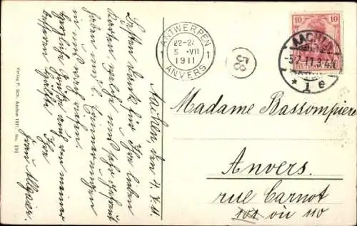 Ak Aachen, Theaterplatz, Kaiser Wilhelm-Denkmal, Stadttheater