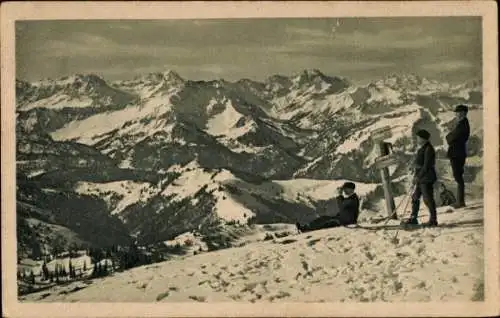 Ak Bay. Allgäu, Aussicht vom Hochgrat gegen Süden, Hochkinzelspitze, Rotwand, Zitterklapfen