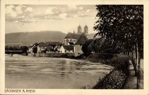 Ak Bad Säckingen am Hochrhein, Teilansicht, Partie am Ufer