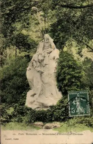 Ak Paris VIII, Parc Monceau, Denkmal von Ambroise Thomas