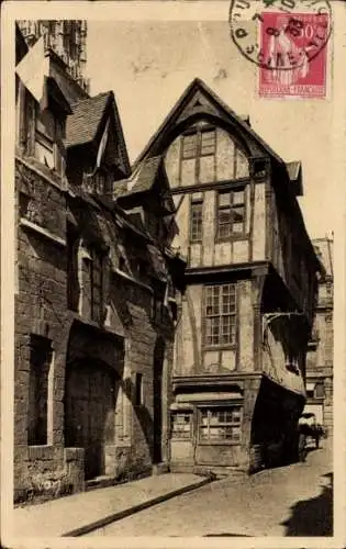 Ak Rouen Seine-Maritime, Alte Häuser, Rue Saint-Romain