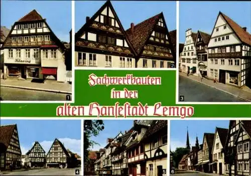 Ak Lemgo in Lippe, Fachwerkbauten, Planetenhaus, Mittelstraße 36, Ackerbürgerhäuser, Haus Sonnenuhr