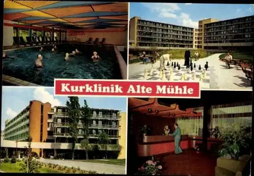 Ak Reinhardshausen Bad Wildungen Hessen, Kurklinik Alte Mühle, Schachspiel, Pool