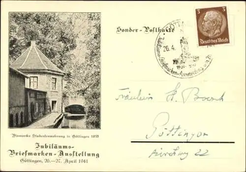 Ak Göttingen, Bismarcks Studentenwohnung, Briefmarkenausstellung 1941