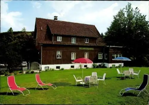 Ak Hahnenklee Bockswiese Goslar im Harz, Gästehaus im Waldwinkel, Sonnenstühle