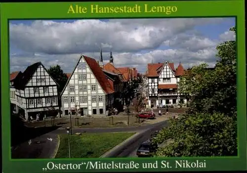 Ak Lemgo in Lippe, Ostertor, Mittelstraße, St-Nikolai-Kirche