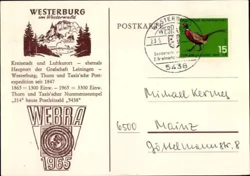 Ak Westerburg im Westerwald, Briefmarkenausstellung Webra 1965