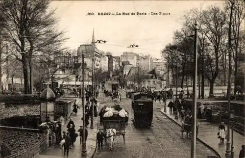 Ak Brest Finistère, Rue de Paris, Les Glacis