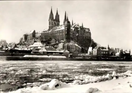 Ak Meißen an der Elbe, Albrechtsburg, Dom, Winteransicht