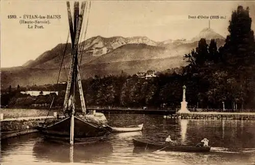 Ak Évian les Bains Haute Savoie, Hafen, Dent d'Oche