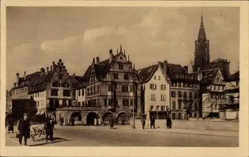 Ak Strasbourg Straßburg Elsass Bas Rhin, St. Nikolaus-Brücke, Münster