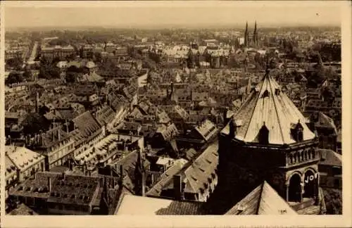 Ak Strasbourg Straßburg Elsass Bas Rhin, vue generale prise de la Cathedrale vers le Temple St.-Paul