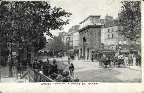 Ak Paris I Louvre, Boulevard et Porte St. Martin