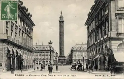 Ak Paris I, La Place Vendôme, Colonne Vendome, rue de la Paix