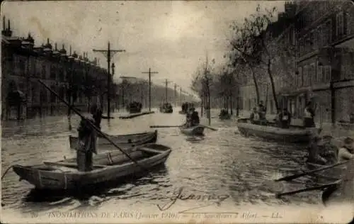 Ak Paris, Hochwasser 1910, die Retter aus Alfort