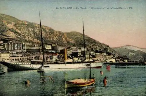 Ak Monaco, Yacht du Prince Hirondelle und Monte Carlo