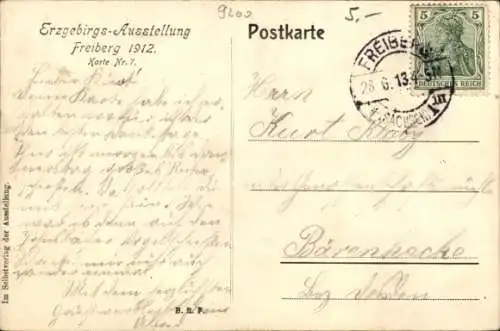 Ak Freiberg in Sachsen, Erzgebirgsausstellung 1912, Gelände, Besucher