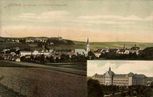 Ak Stollberg im Erzgebirge, Gesamtansicht, Schloss Hoheneck, Kgl. Lehrerseminar