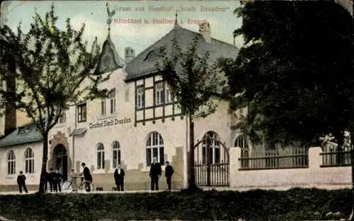 Ak Mitteldorf Stollberg im Erzgebirge, Gasthof Stadt Dresden, Außenansicht