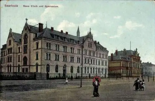 Ak Saarlouis im Saarland, Neue Klinik, Gymnasium