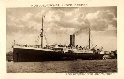 Ak Norddeutscher Lloyd Bremen, Reichspostdampfer Derfflinger, Dampfschiff