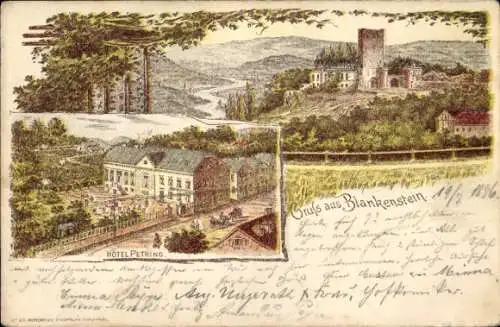 Litho Blankenstein Hattingen an der Ruhr, Hotel Petring, Burg