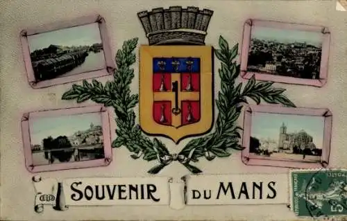 Wappen Ak Le Mans Sarthe, Gesamtansicht, Teilansichten