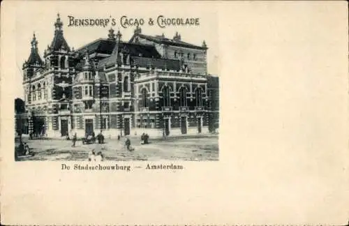 Ak Amsterdam Nordholland Niederlande, De Stadsschouwburg, Bensdorps Kakaoschokolade