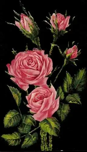 Präge Ak Rosa Rosenblüten