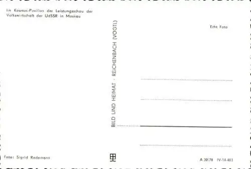 Ak Moskau Russland, Kosmos Pavillon der Leistungsschau der Volkswirtschaft der UdSSR