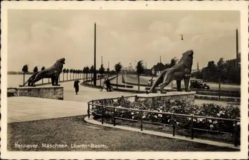 Ak Hannover in Niedersachsen, Maschsee, Löwen-Bastei